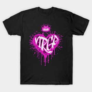 Virgo Graffiti Airbrush Heart Zodiac Sign Birthday Astrology T-Shirt